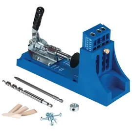 Kreg Jig K4 Starter Set ( K4 ) Tischler Komplettset Verbindungssystem aus Holz mit Bohrschablone K4, Stufenbohrer, Bit, Schrauben und Stopfen
