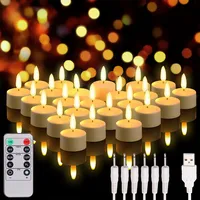 24er-Set Akku-LED-Teelichter mit realistischer Flamme & Fernbedienung