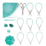 KnitPro – Explore (25 cm, 2–6, 00 mm) Rundstricknadel-Set 1 Set, K36320, Blau & Ecru, Einheitsgröße