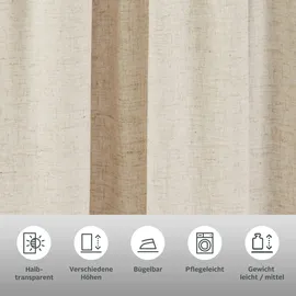 OTTO home Gardine OTTO HOME "Rudy" Gr. 1, beige, B:140cm H:145cm, Leinenstruktur, Leinen, Polyester, Gardinen, Gardine, Halbtransparent, Leinenlook, Polyester-Leinen Mischung