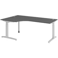 Bümö Schreibtisch Graphit, Silber, Nachbildung, Rechteckig, 200x74x120 cm FSC