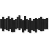 Wandgarderobe mit 5 Klapphaken, Schwarz