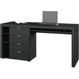 borchardt Möbel Schreibtisch BORCHARDT MÖBEL "Dolly", schwarz (schwarz matt), B:173cm H:78cm T:50cm, Tische, Schreibtisch, mit 3 Fächern und 4 Schubkästen