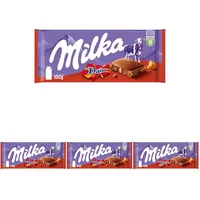 Milka & Daim 1 x 100g I Alpenmilch-Schokolade I mit Mandel-Karamell-Stückchen I Milka Schokolade aus 100% Alpenmilch I Tafelschokolade mit Daim (Packung mit 4)
