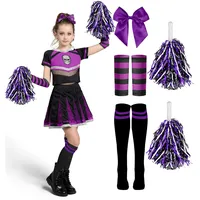 Spooktacular Creations Halloween Cheerleader Kostüm Mädchen, Böser Geist für Kinder, Totenkopf Gruseliges Cheerleader Outfit mit Zubehör für Mädchen Halloween Partys Rollenspiele, Lila Schwarz, L