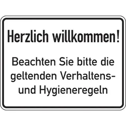 Aufkleber Hinweisschild, doppelseitig, Herzlich willkommen! Schön, dass Sie bei uns waren - 200 x 150 mm Folie selbstklebend
