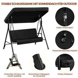 Yaheetech Hollywoodschaukel Schwarz 3-Sitzer