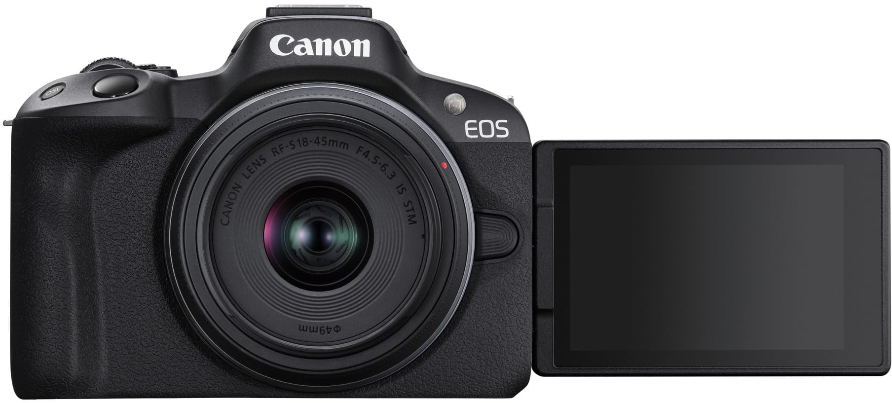 Canon EOS R50 Systemkamera + RF-S 18-45 is STM Objektiv - Spiegellose Kamera (Digitalkamera mit Autofokus und Motiverkennung für Augen Tiere Fahrzeuge, 4k Videokamera, 15 Bilder pro Sekunde) schwarz
