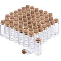Relaxdays Relaxdays, Glasfläschchen mit Korken, 60 Stück, Mini Fläschchen für Öl, Gewürze, Kräuter, Sand, 10 ml, Deko, Glas