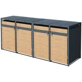 ML DESIGN modern living ML-Design Mülltonnenbox 4er 4 Tonnen 240L 264x80x116,3cm Anthrazit-Lärchenoptik Stahl, wetterfest/abschließbar Mülltonnenverkleidung Klappdeckel/4 Türen, Müllbox Mülltonnecontainer Mülltonnenabdeckung