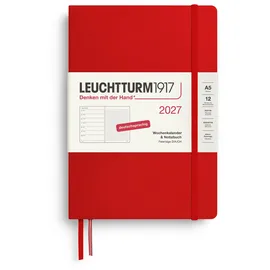 Leuchtturm1917 Wochenkalender & Notizbuch Medium A5 Dotted Pink 2027