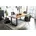 Essgruppe 5 tlg 180 cm Bezug Strukturstoff dunkelgrau Gestell Schwarz/Silber Tisch 370971