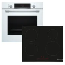 Bosch Backofen-Set weiß EcoClean + Induktionskochfeld HomeConnect