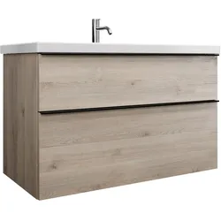 burgbad Eqio Waschtischkombination mit Keramik-Waschtisch, 103 cm, mit Griffleiste G0252, Badmöbel,