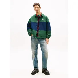 Tommy Hilfiger Hemdjacke TOMMY JEANS "TJM COLORBLOCK", Herren, Gr. 3XL, grün (shadow pine), Web, Obermaterial: 65% Baumwolle, 35% Polyester, oversize normal, Rundhals, eingesetzt elastischer Bund, Jacken, Regular fit mit Hemdkragen