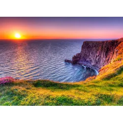 Fototapete PAPERMOON "Sunset at Moher Cliffs", bunt (mehrfarbig), B:3,5m L:2,6m, Vlies, Tapeten