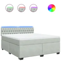 vidaXL Boxspringbett mit Matratze Hellgrau 180x200 cm Samt
