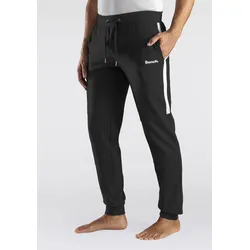 Sweathose BENCH. LOUNGEWEAR, Herren, Gr. 48/50 (M), N-Gr, schwarz, Sweatware, Obermaterial: 60% Baumwolle, 40% Polyester, unifarben mit Farbeinsatz, Basic, bequem lang, Hosen, mit Bündchen am Beinabschluss