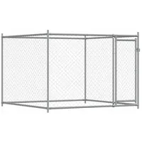 vidaXL Hundezwinger mit Tür 2 x 2 x 1,5 m Stahl Grau