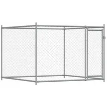 vidaXL Hundezwinger mit Tür 2 x 2 x 1,5 m Stahl Grau