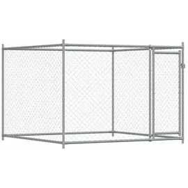 vidaXL Hundezwinger mit Tür 2 x 2 x 1,5 m Stahl Grau