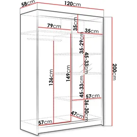 Mirjan24 Schiebetürenschrank Lino I 2-türig 0 x 0 x 0 cm Schwarz/Artisan Eiche
