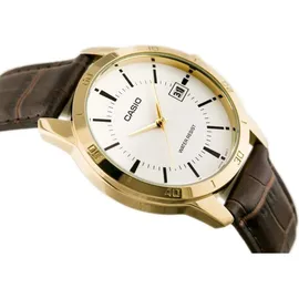 Casio Collection MTP-V004GL-7AUDF Herrenuhr - Dunkelrot/Weiß/Gold