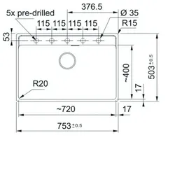 Franke MRG 210-72 A Steingrau flächenbündig Handbetätigung 780 x 430 mm