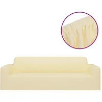 vidaXL Stretch Sofahusse 3-Sitzer Creme Polyester-Jersey