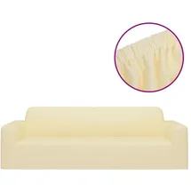 vidaXL Stretch Sofahusse 3-Sitzer Creme Polyester-Jersey
