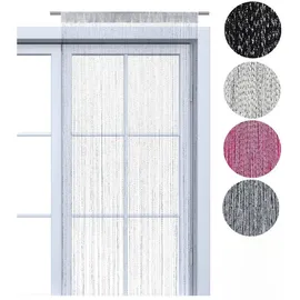 Wometo Fadenvorhang, 90x245 Oeko-Tex®, weiß Silber glänzend kürzbar