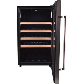 Tronitechnik TroniTechnik® Weinkühlschrank, Getränkekühlschrank, 126 Liter, 63 Flaschen, Wein Kühlschrank Edelstahl-Optik, mit LED