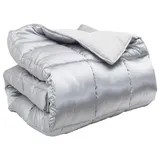vidaXL Winterbettdecke Silber 135 cm Satin und Mikrofaser