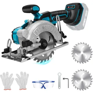 Akku-Kreissäge für Makita 18V Lithium-Akku, Bürstenlose Mini Handkreissäge mit 2 Sägeblättern, Mini-Kreissäge zum Schneiden von Fliesen und Holz (125mm)
