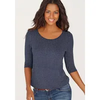 LASCANA 3/4-Arm-Shirt Damen navy-gemustert, schwarz Gr.36/38