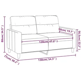 vidaXL 2-sitzer-sofa Hellgrau 120 cm Stoff