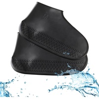 Norhogo Wasserdichte Silikon-Überschuhe für Schuhe, rutschfest, wiederverwendbar, waschbar, geeignet für Regentage und Schnee im Freien Herren Damen (M, Schwarz), Schwarz , Medium - M