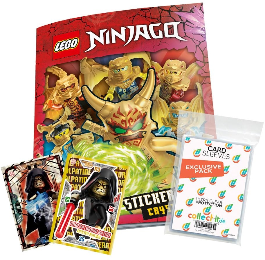Bundle mit Lego Ninjago - Crystalized - Sammelsticker - 1 Sammelalbum + 2 Limitierte Star Wars Karten + Exklusive Collect-it Hüllen