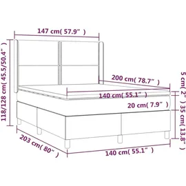 vidaXL Boxspringbett 140 x 200 cm Hellgrau