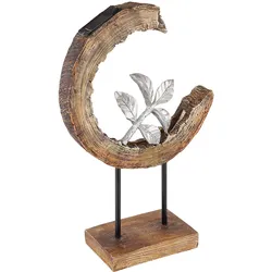 Solarleuchte Garten Holzoptik Gartendeko Solar Solarlampe Mond für Außen, Zweig silber, LED 3000K warmweiß, LxH 24x52 cm