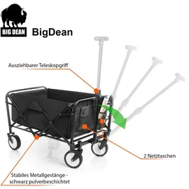 BigDean Bollerwagen faltbar bis 80 kg schwarz