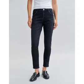 Opus Damen Slim | Slim Jeans Evita Mid Rise mit hohem Stretch-Anteil deep Black Washed, 42 L30 - 42W / 30L