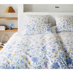 Elegante Bettwäsche Spring Fling - 135x200 cm + 40x80 cm	blau