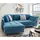 luma-home Ecksofa Blau, 3-Sitzer, Füllung: Komfortschaum, Ottomane links, L-Form, Eckteil, einzeln stellbar,L-Form, 250x190 cm, Wohnzimmer, Sofas & Couches, Wohnlandschaften, Ecksofas