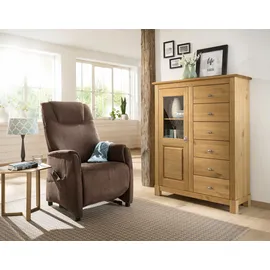 Home Affaire Highboard HOME AFFAIRE "Rauna", beige (naturfarben), B:102,8cm H:131cm T:37cm, Sideboards, Highboard, Vitrine, Breite 103 cm, FSC-zertifiziertes Massivholz