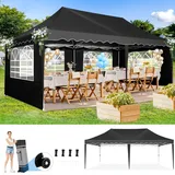 COBIZI Pavillon 3x6 Faltpavillon 3x6 Wasserdicht Stabil Winterfest mit 420D Oxford, Partyzelt 3x6 mit 6 Seitenteilen, Gartenpavillon UV-Schutz 50+, 3 Höhenverstellbar für Hochzeit&Camping,Schwarz