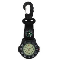 JewelryWe Karabineruhr Kompassuhr 24H Analog Quarz Taschenuhr Clip on Karabiner FOB Uhr Leuchtend Zifferblatt Ansteckuhr mit Kompass für Ärzte Krankenschwestern Sanitäter Köche Sport Unisex