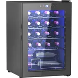 HOMCOM Weinkühlschrank 20 Flaschen 53L 5-18°C Kompressor Getränkekühlschrank mit Anti-UV Glastür, Flaschenkühlschrank mit LED, Touch-Screen S... - Schwarz