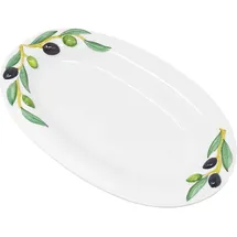 Lashuma Handgemachte Ovale Servierplatte aus Italienischer Keramik im Olivendesign, Servierteller 32x19 cm