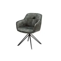 Riess Ambiente Drehbarer Design Stuhl EUPHORIA dunkelgrün Samt mit Armlehne Metallgestell schwarz